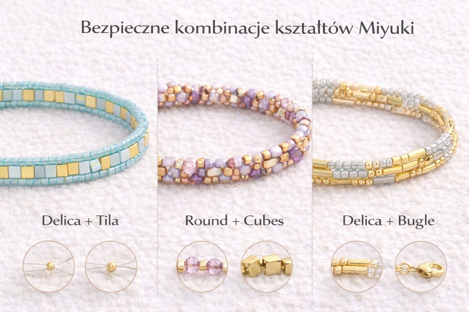 Jak łączyć różne kształty Miyuki w jednym projekcie? Sprawdź zasady kompozycji, proporcji i rytmu, które pozwolą uniknąć chaosu w biżuterii.